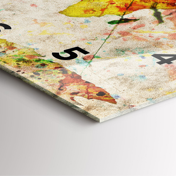 Szögletes fali üvegóra Színes világtérkép