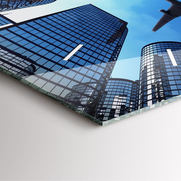 Szögletes fali üvegóra Repülőgép épületek felett