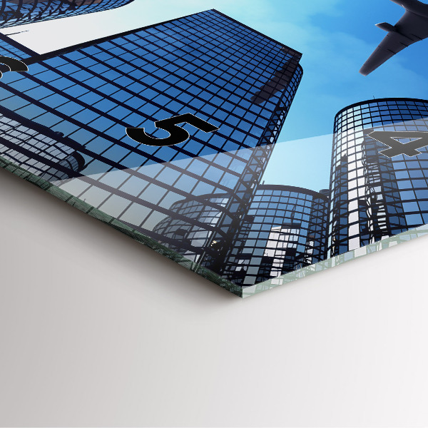 Szögletes fali üvegóra Repülőgép épületek felett