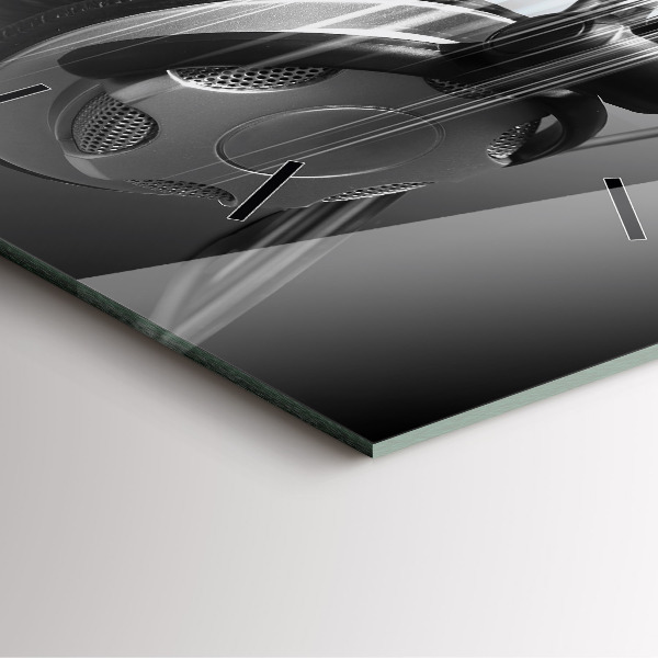 Szögletes fali üvegóra Mikrofon és fejhallgató