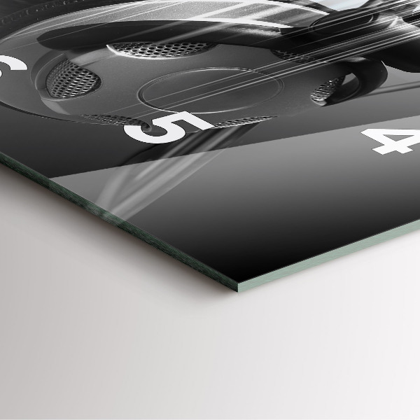 Szögletes fali üvegóra Mikrofon és fejhallgató