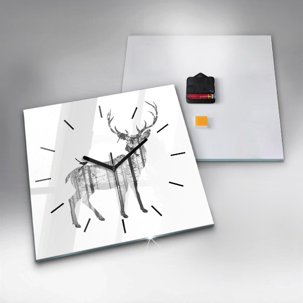 Szögletes fali üvegóra Szarvas erdő sziluettje