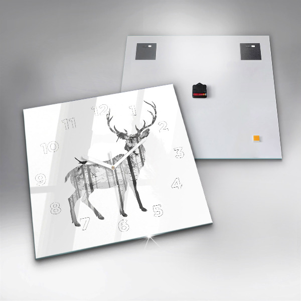 Szögletes fali üvegóra Szarvas erdő sziluettje