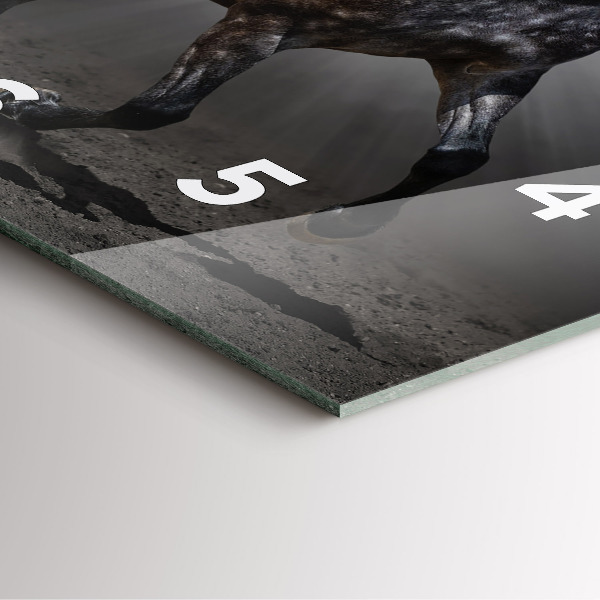 Szögletes fali üvegóra Vágtató ló