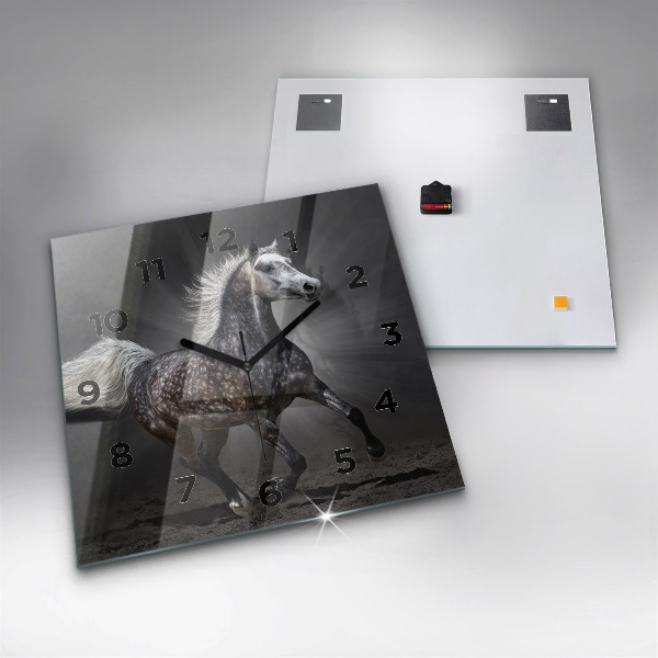 Szögletes fali üvegóra Vágtató ló