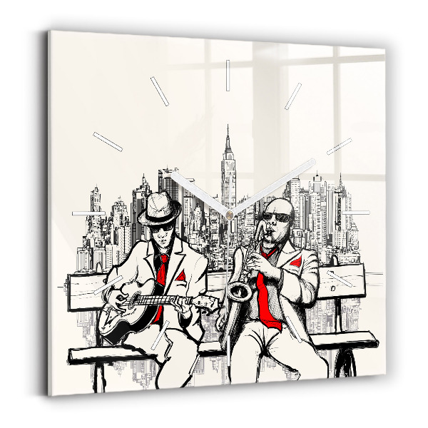 Szögletes fali üvegóra Jazz New Yorkban