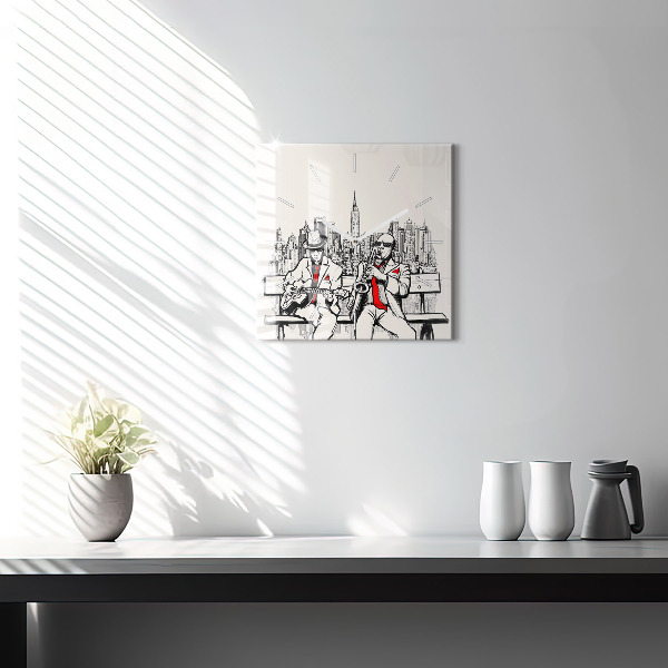 Szögletes fali üvegóra Jazz New Yorkban