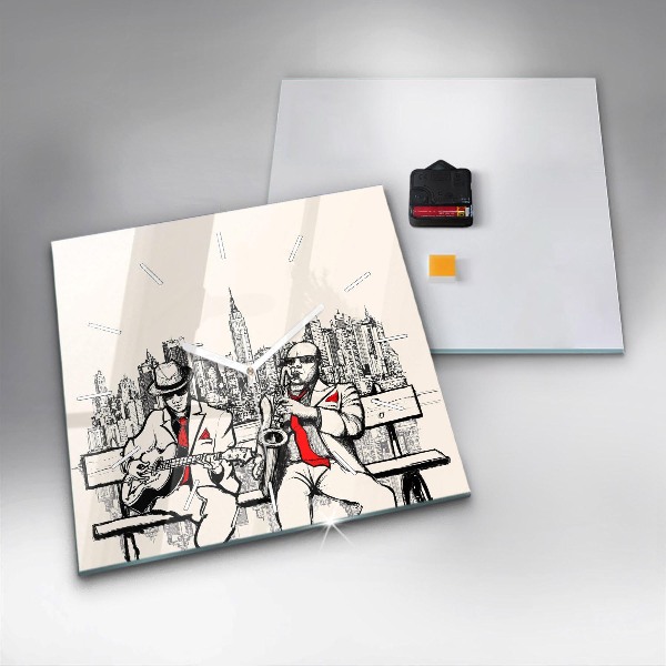 Szögletes fali üvegóra Jazz New Yorkban