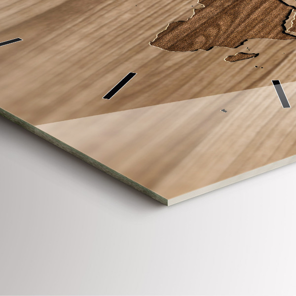 Szögletes fali üvegóra Világtérkép fán