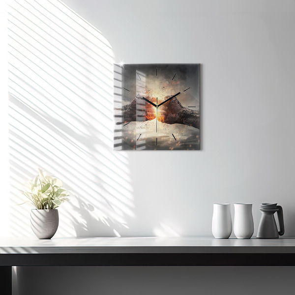 Szögletes fali üvegóra Fists Strength Power