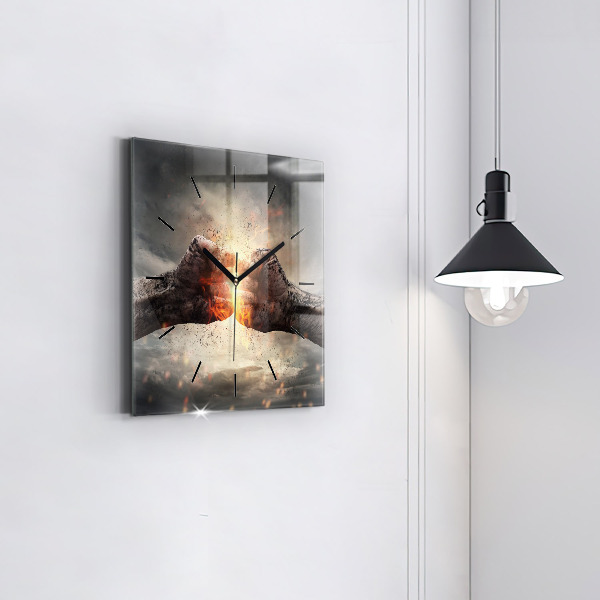 Szögletes fali üvegóra Fists Strength Power