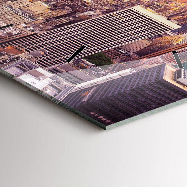 Szögletes fali üvegóra Naplemente New York