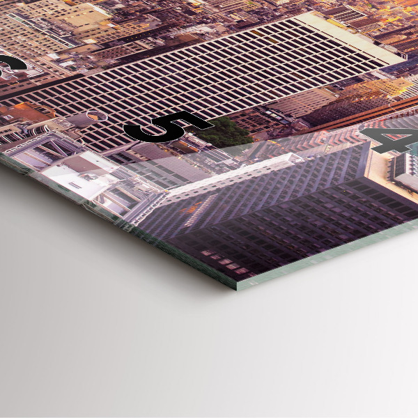 Szögletes fali üvegóra Naplemente New York