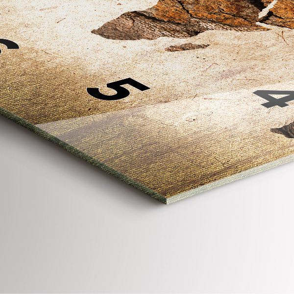 Szögletes fali üvegóra Vintage világtérkép