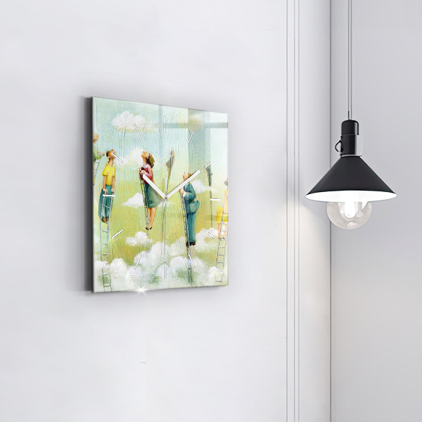 Szögletes fali üvegóra Emberek a létrán