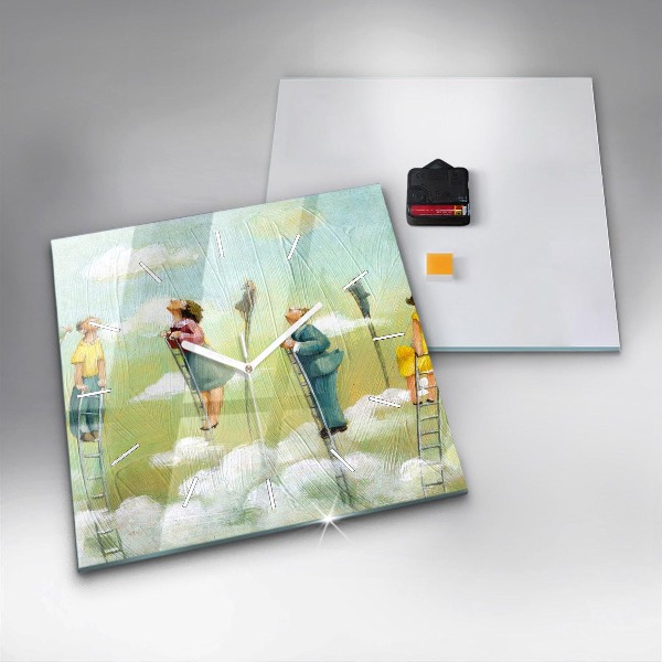 Szögletes fali üvegóra Emberek a létrán
