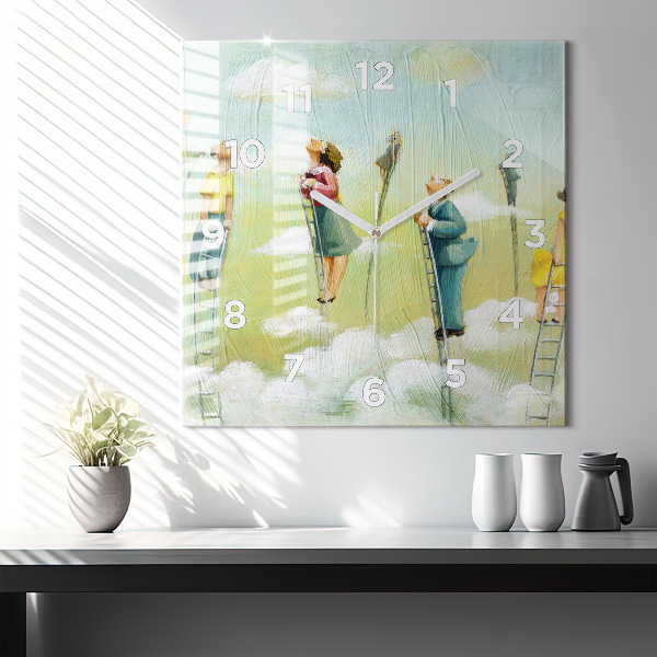 Szögletes fali üvegóra Emberek a létrán