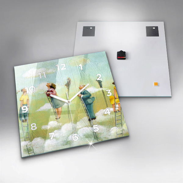 Szögletes fali üvegóra Emberek a létrán