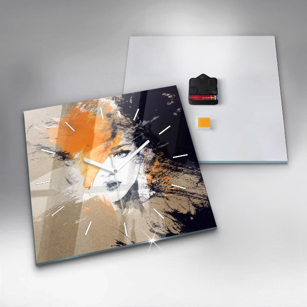 Szögletes fali üvegóra Portré egy nő absztrakt