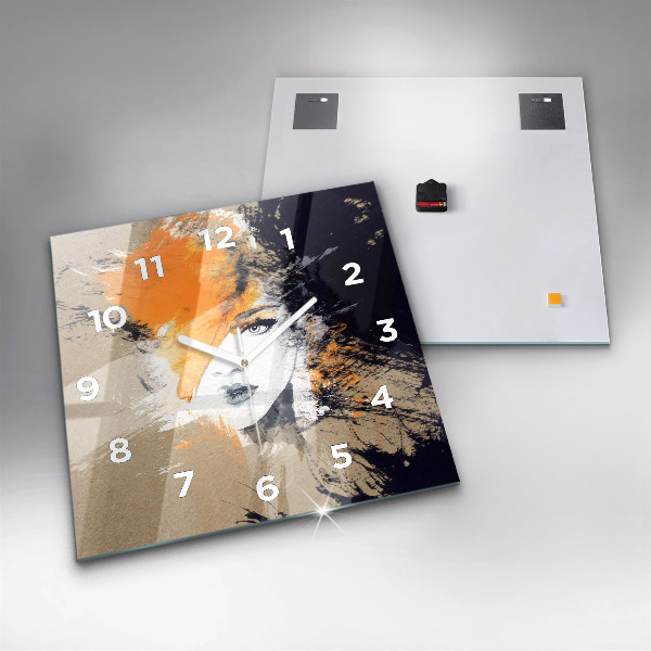 Szögletes fali üvegóra Portré egy nő absztrakt