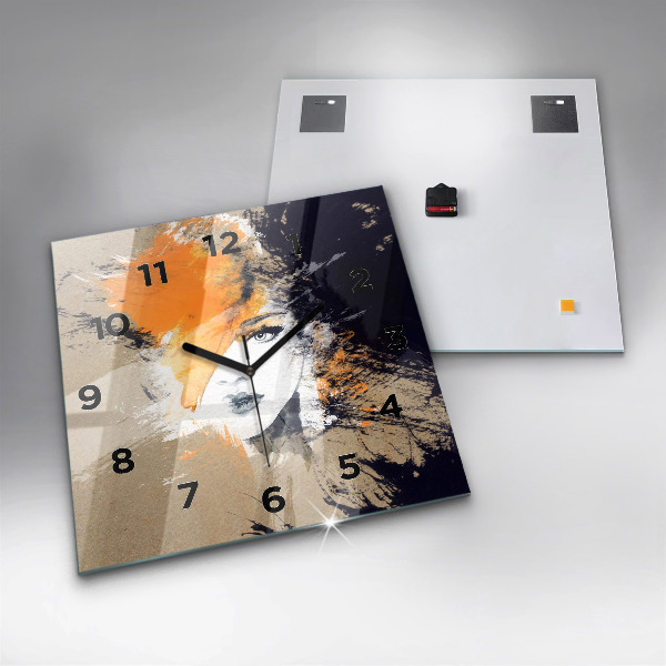 Szögletes fali üvegóra Portré egy nő absztrakt