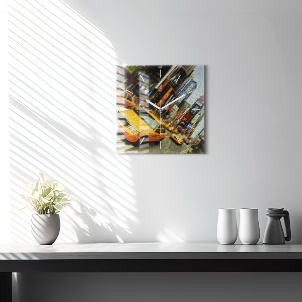 Szögletes fali üvegóra New York-i taxik