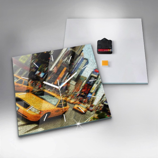 Szögletes fali üvegóra New York-i taxik