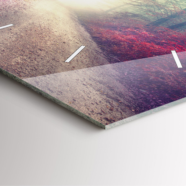 Szögletes fali üvegóra Őszi út Erdei Köd