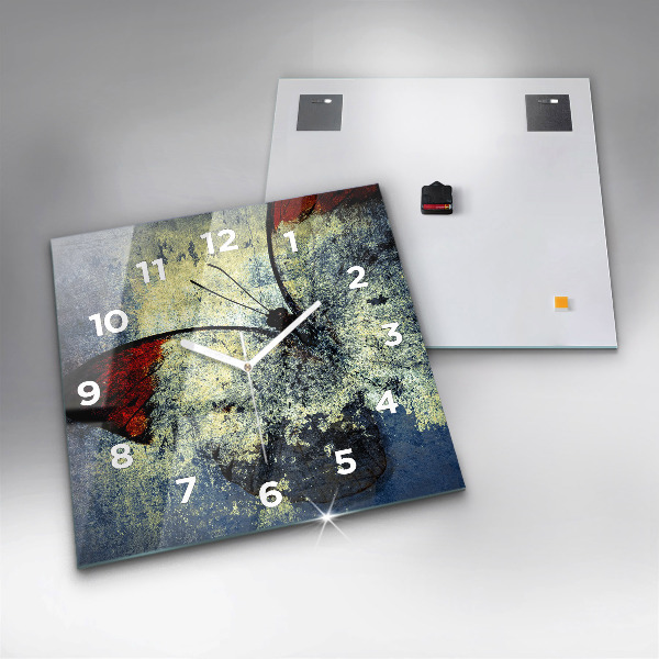 Szögletes fali üvegóra Pillangó vintage stílusú