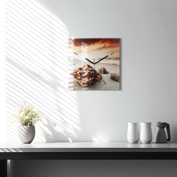 Szögletes fali üvegóra Egy kagyló a tengerparton