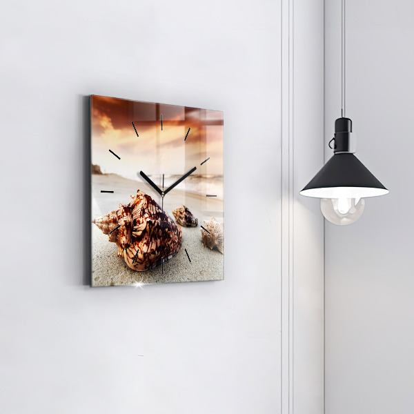 Szögletes fali üvegóra Egy kagyló a tengerparton