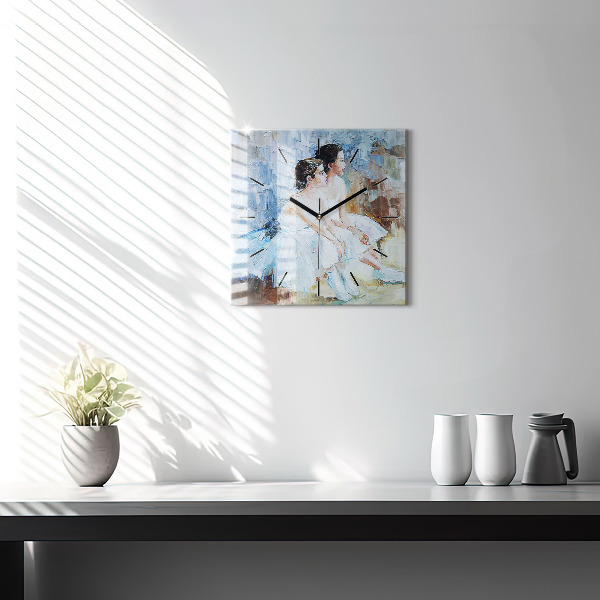 Szögletes fali üvegóra Fiatal balerinák