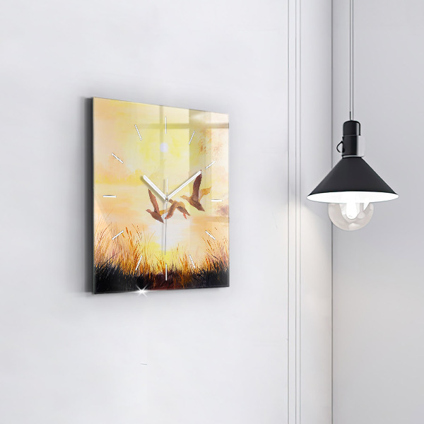 Szögletes fali üvegóra Daruk naplementekor