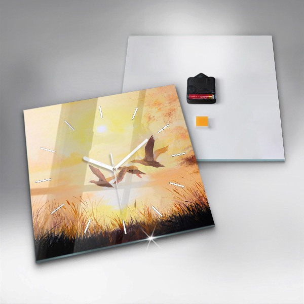 Szögletes fali üvegóra Daruk naplementekor