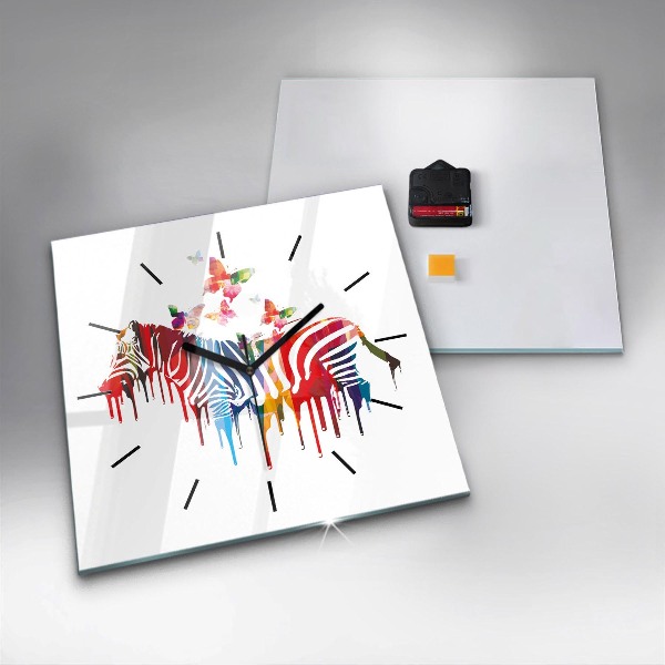 Szögletes fali üvegóra Színes zebra