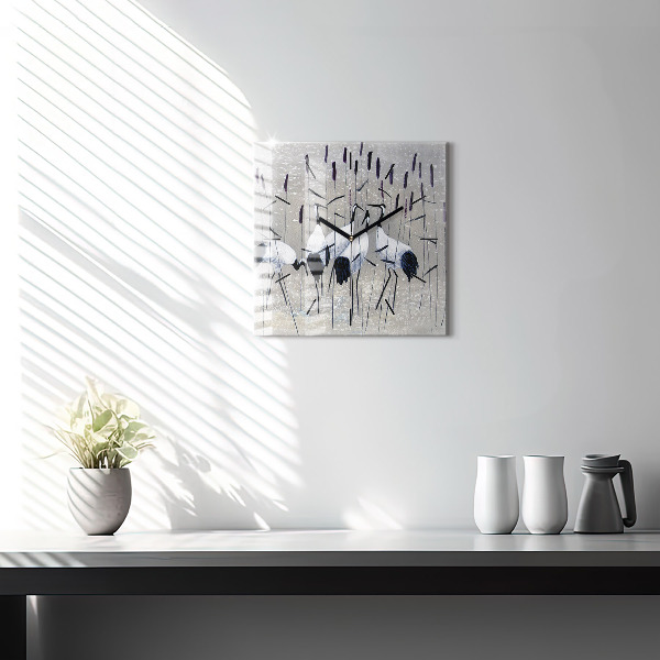 Szögletes fali üvegóra Daruk a nádasban