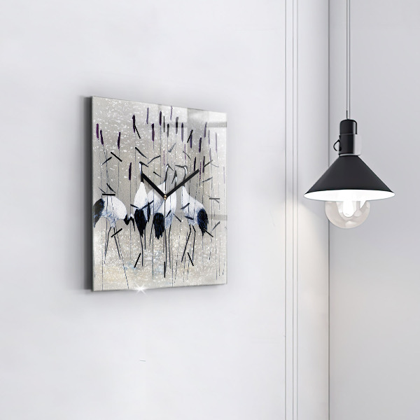 Szögletes fali üvegóra Daruk a nádasban