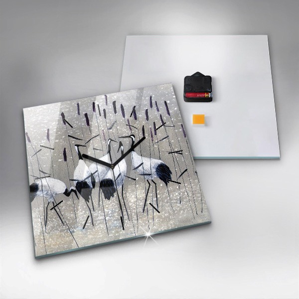 Szögletes fali üvegóra Daruk a nádasban