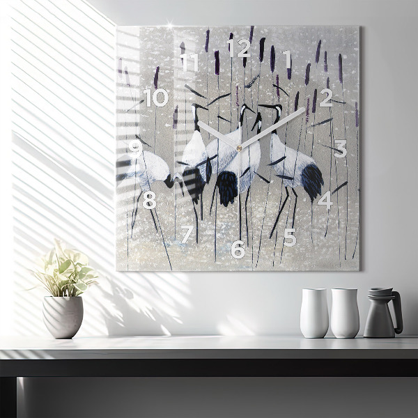 Szögletes fali üvegóra Daruk a nádasban