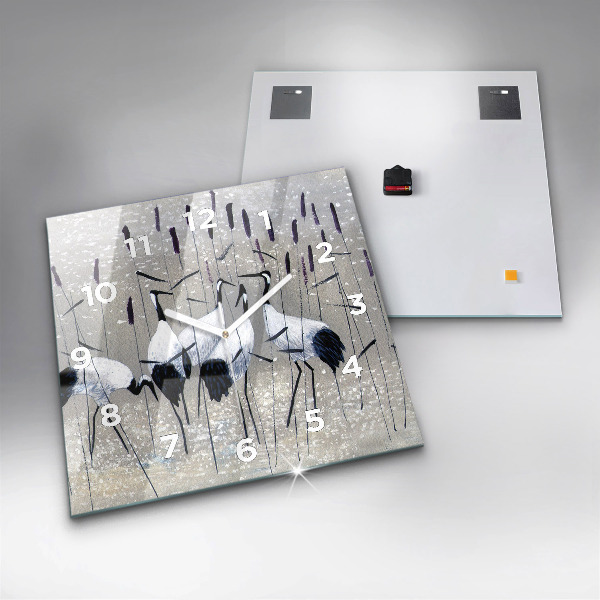 Szögletes fali üvegóra Daruk a nádasban