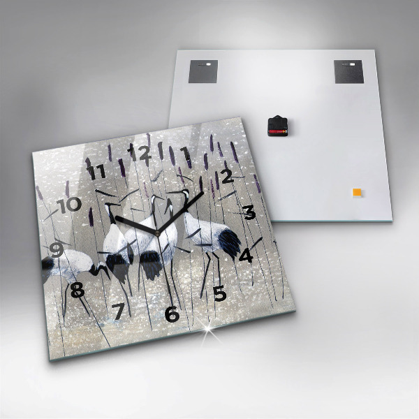 Szögletes fali üvegóra Daruk a nádasban