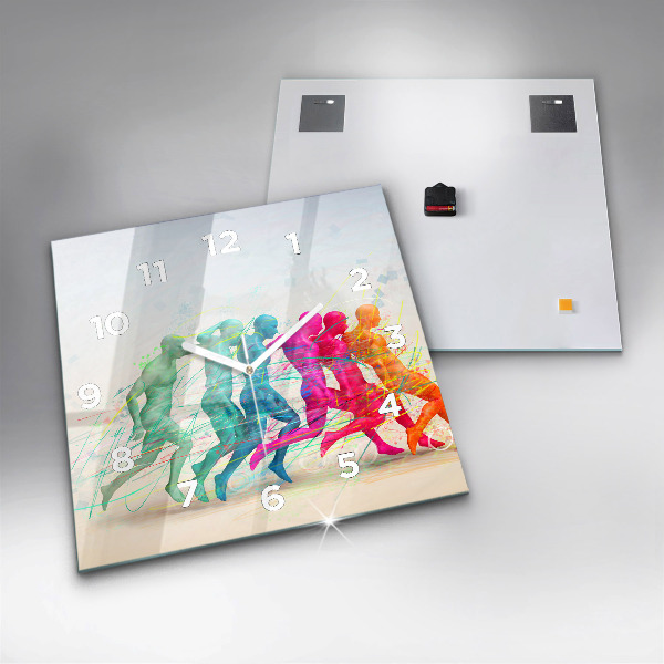 Szögletes fali üvegóra Színes emberek