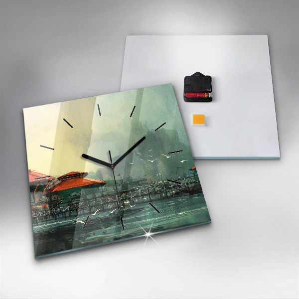 Szögletes fali üvegóra Halászfalu