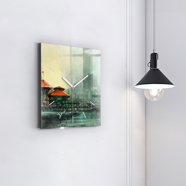 Szögletes fali üvegóra Halászfalu