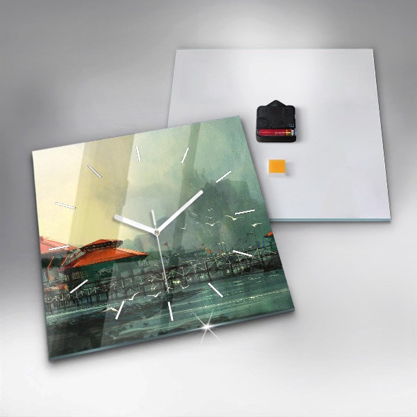 Szögletes fali üvegóra Halászfalu