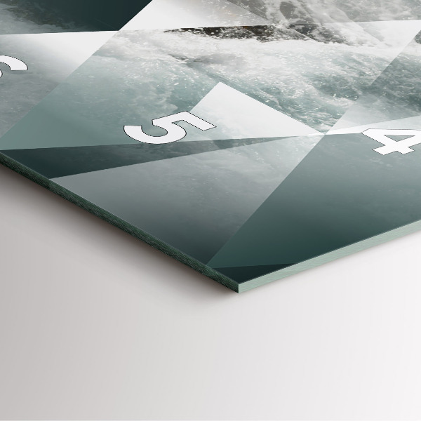 Szögletes fali üvegóra Absztrakt tenger hullámai