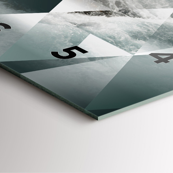 Szögletes fali üvegóra Absztrakt tenger hullámai