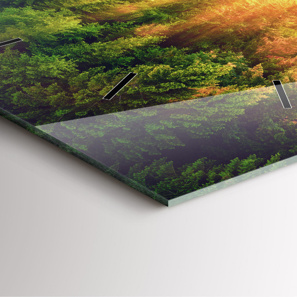 Szögletes fali üvegóra Naplemente a dombok felett