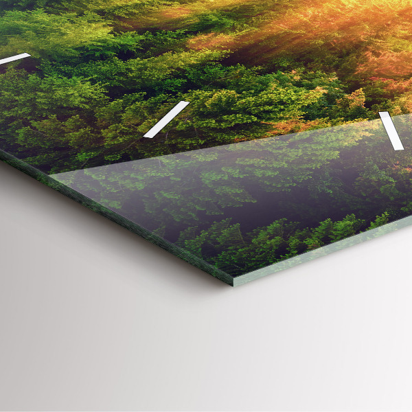 Szögletes fali üvegóra Naplemente a dombok felett