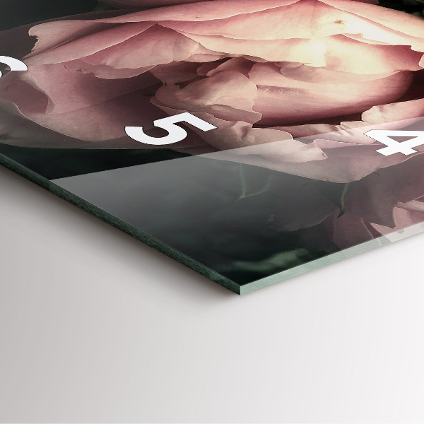 Szögletes fali üvegóra Rózsaszín rózsa csokor